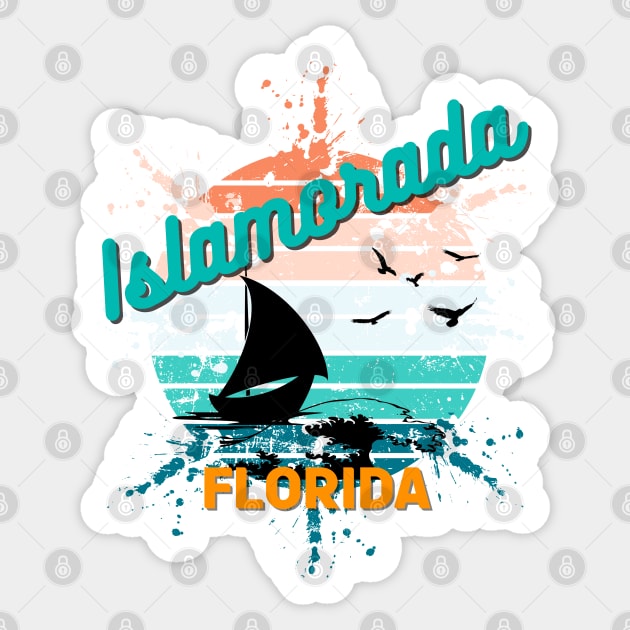 Islamorada Florida Retro Vintage Exploding Sunset Sticker by AdrianaHolmesArt